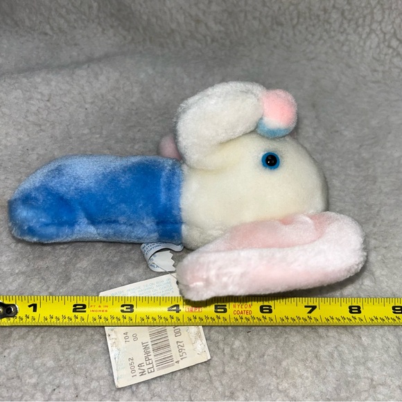 Eden Elephant plush rattle vintage with tags blue pink white 7" - Picture 7 of 8